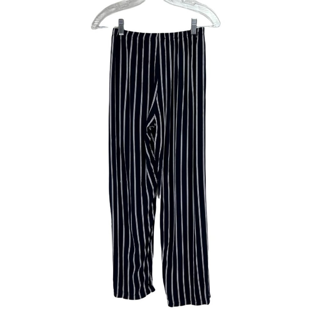 Brandy Melville Women Size ? Striped Casual Trousers Pants High Rise Navy/White - Picture 3 of 7